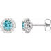 Ladies 4 mm Natural Blue Zircon Natural Diamond Earrings — Sterling Silver