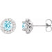 Ladies 4 mm Natural Aquamarine Natural Diamond Earrings — Sterling Silver
