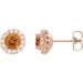 Ladies Natural Citrine Natural Diamond Earrings — 14K Rose Gold