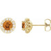 Ladies 4 mm Natural Citrine Natural Diamond Earrings — 14K Yellow Gold