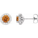 Ladies Natural Citrine Natural Diamond Earrings — 14K White Gold