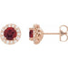 Ladies Natural Mozambique Garnet Natural Diamond Earrings — 14K Rose Gold