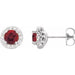 Ladies Natural Mozambique Garnet Natural Diamond Earrings — 14K White Gold