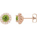Ladies Natural Peridot Natural Diamond Earrings — 14K Rose Gold