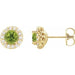 Ladies Natural Peridot Natural Diamond Earrings — 14K Yellow Gold