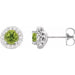 Ladies 4 mm Natural Peridot Natural Diamond Earrings — Sterling Silver