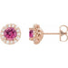 Ladies Natural Pink Tourmaline Natural Diamond Earrings — 14K Rose Gold