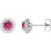 Ladies Natural Pink Tourmaline Natural Diamond Earrings — Sterling Silver