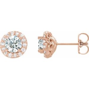 Ladies Natural White Sapphire Natural Diamond Earrings — 14K Rose Gold