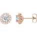 Ladies 4 mm Natural White Sapphire Natural Diamond Earrings — 14K Rose Gold