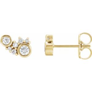 Ladies Natural Diamond Scattered Bezel-Set Earrings — 14K Yellow Gold