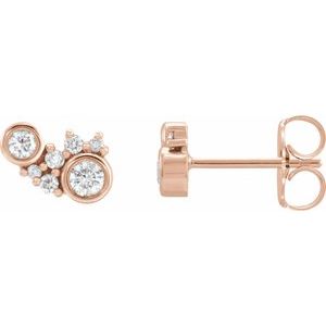 Ladies Natural Diamond Scattered Bezel-Set Earrings — 14K Rose Gold