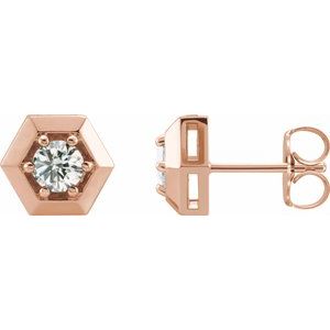 Ladies Natural Diamond Geometric Earrings (I1, G-H) — 14K Rose Gold
