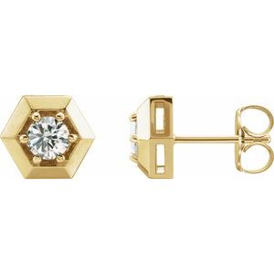 Ladies Natural Diamond Geometric Earrings (I1, G-H) — 14K Yellow Gold