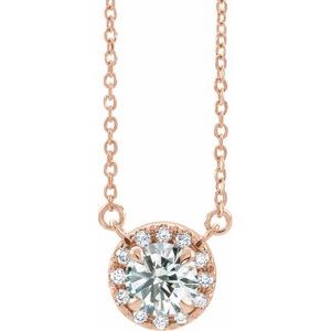 Ladies Natural Diamond Necklace (I1, G-H) — 14K Rose Gold