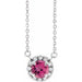 Ladies 3 mm Natural Pink Tourmaline Natural Diamond Necklace (Si2-Si3, G-H) — Platinum