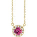 Ladies 3 mm Natural Pink Tourmaline Natural Diamond Necklace (I1, G-H) — 14K Yellow Gold