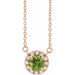 Ladies 3 mm Natual Peridot Natual Diamond Necklace (I1, G-H) — 14K Rose Gold