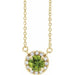 Ladies 3 mm Natual Peridot Natual Diamond Necklace (I1, G-H) — 14K Yellow Gold