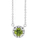 Ladies 3 mm Natual Peridot Natual Diamond Necklace (I1, G-H) — Sterling Silver