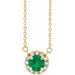 Ladies 3 mm Natual Emerald Natual Diamond Necklace (I1, G-H) — 14K Yellow Gold