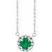 Ladies 3 mm Natural Emerald Natural Diamond Necklace (Si2-Si3, G-H) — Platinum