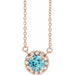Ladies 3 mm Natual Blue Zircon Natual Diamond Necklace (I1, G-H) — 14K Rose Gold
