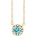 Ladies 3 mm Natual Blue Zircon Natual Diamond Necklace (I1, G-H) — 14K Yellow Gold