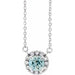 Ladies 3 mm Natural Aquamarine Natural Diamond Necklace (Si2-Si3, G-H) — Platinum