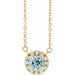 Ladies 3 mm Natual Aquamarine Natual Diamond Necklace (I1, G-H) — 14K Yellow Gold
