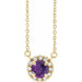 Ladies 3 mm Natural Amethyst Natural Diamond Necklace (I1, G-H) — 14K Yellow Gold