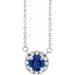 Ladies 3 mm Natural Blue Sapphire Natural Diamond Necklace (Si2-Si3, G-H) — Platinum