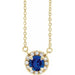 Ladies 3 mm Natual Blue Sapphire Natual Diamond Necklace (I1, G-H) — 14K Yellow Gold