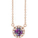 Ladies 3 mm Natural Alexandrite Natural Diamond Necklace (I1, G-H) — 14K Rose Gold