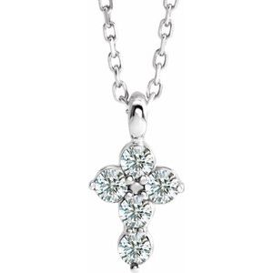 Ladies Natural Diamond Cross Necklace (I1, G-H) — Sterling Silver