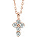 Ladies Natural Diamond Cross Necklace (I1, G-H) — 14K Rose Gold
