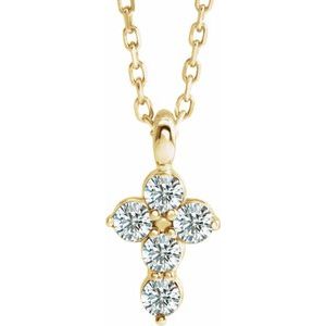 Ladies Natural Diamond Cross Necklace (I1, G-H) — 14K Yellow Gold