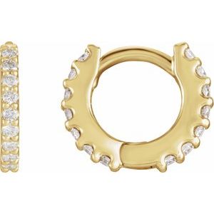 Ladies Natural Diamond 10.32 mm Hoop Earring (I1, G-H) — 14K Yellow Gold