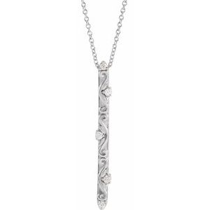 Ladies Natural Diamond Vintage-Inspired Necklace (Si2-Si3, G-H) — Platinum