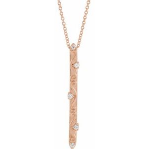 Ladies Natural Diamond Vintage-Inspired Necklace (I1, G-H) — 14K Rose Gold