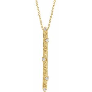 Ladies Natural Diamond Vintage-Inspired Necklace (I1, G-H) — 14K Yellow Gold