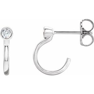 Ladies Natural Diamond Huggie J-Hoop Earring (SI2-SI3, G-H) — Platinum