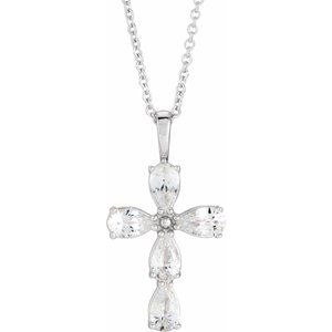 Ladies Natural Diamond Cross Necklace (Si2-Si3, Ghi) — Sterling Silver