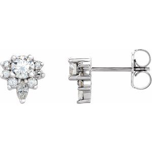 Ladies Natural White Sapphire Natural Diamond Earrings — Sterling Silver