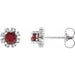 Ladies Natural Mozambique Garnet Natural Diamond Earrings — Sterling Silver