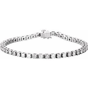 Ladies Natural Diamond Line Bracelet (I1, G-H) — 14K White Gold