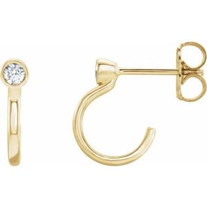 Ladies Natural Diamond Huggie J-Hoop Earring (I1, G-H) — 14K Yellow Gold