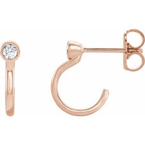 Ladies Natural Diamond Huggie J-Hoop Earring (I1, G-H) — 14K Rose Gold