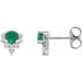 Ladies Natural Emerald Natural Diamond Earrings — Sterling Silver