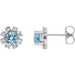 Ladies Natural Aquamarine Natural Diamond Earrings — Sterling Silver